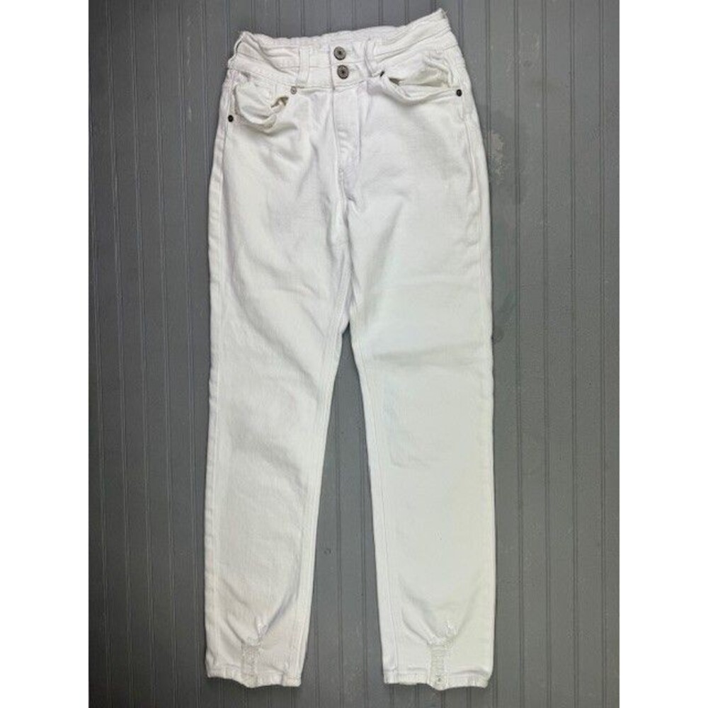 Kancan Size 5 26 Womens Jeans White Straight Distress Mid Rise Stretch